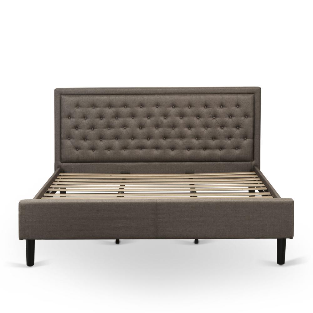 KD18K-2GA07 3 Piece King Bed Set - Wooden Bed Frame Brown Headboard with 2 Night Stands - Black Finish Legs. Picture 3