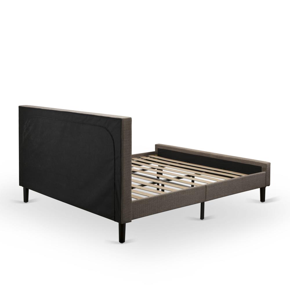 KD18K-2GA07 3 Piece King Bed Set - Wooden Bed Frame Brown Headboard with 2 Night Stands - Black Finish Legs. Picture 6