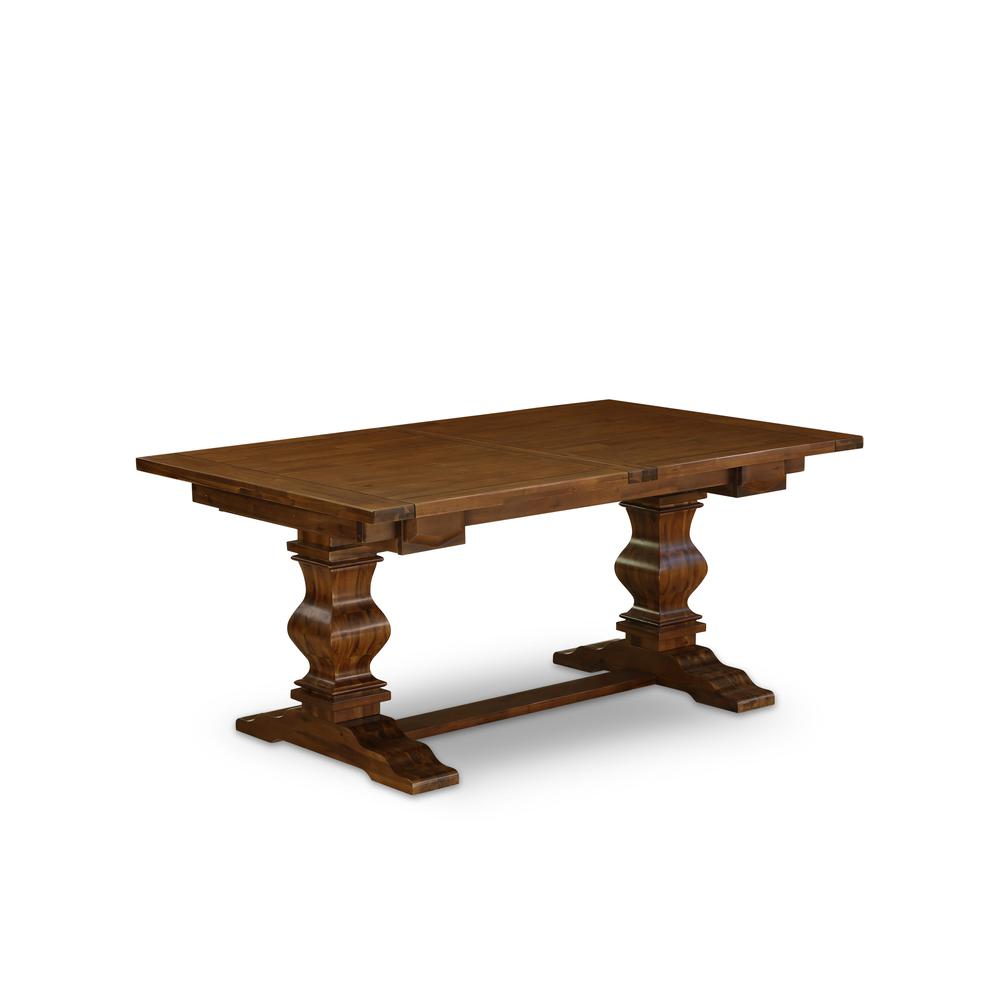 5-pc wood dining table set with Chair’s Legs and Clay Linen Fabric. Picture 3