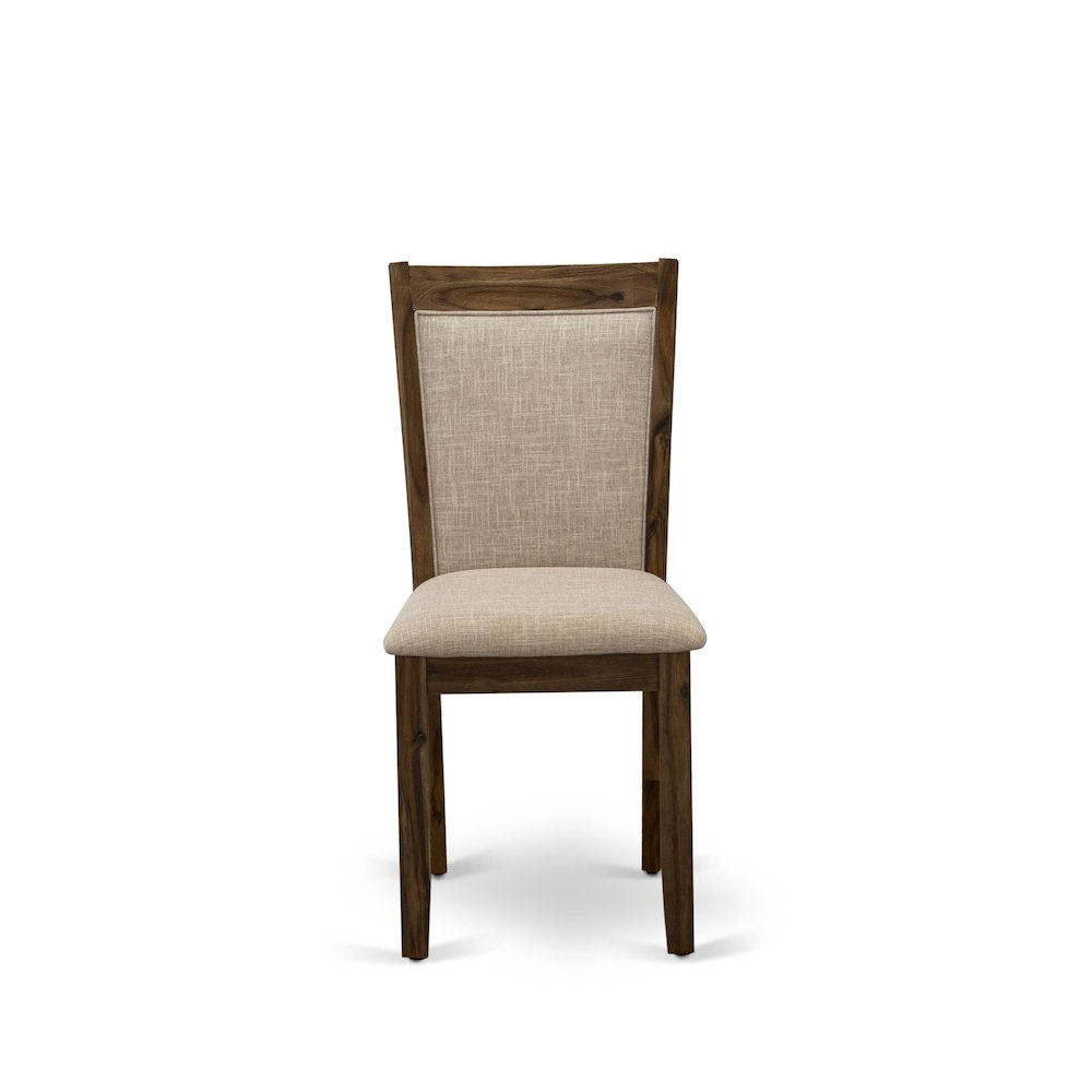 5-Pc Kitchen Set A Pedestal Dining Table, 4 Light Tan Linen Fabric Parson Chairs. Picture 5