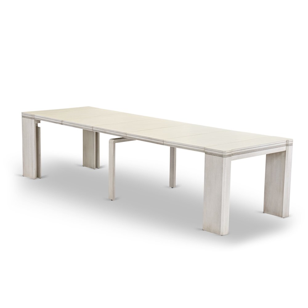 13 Pieces Extendable Dining Set, Antique White. Picture 1