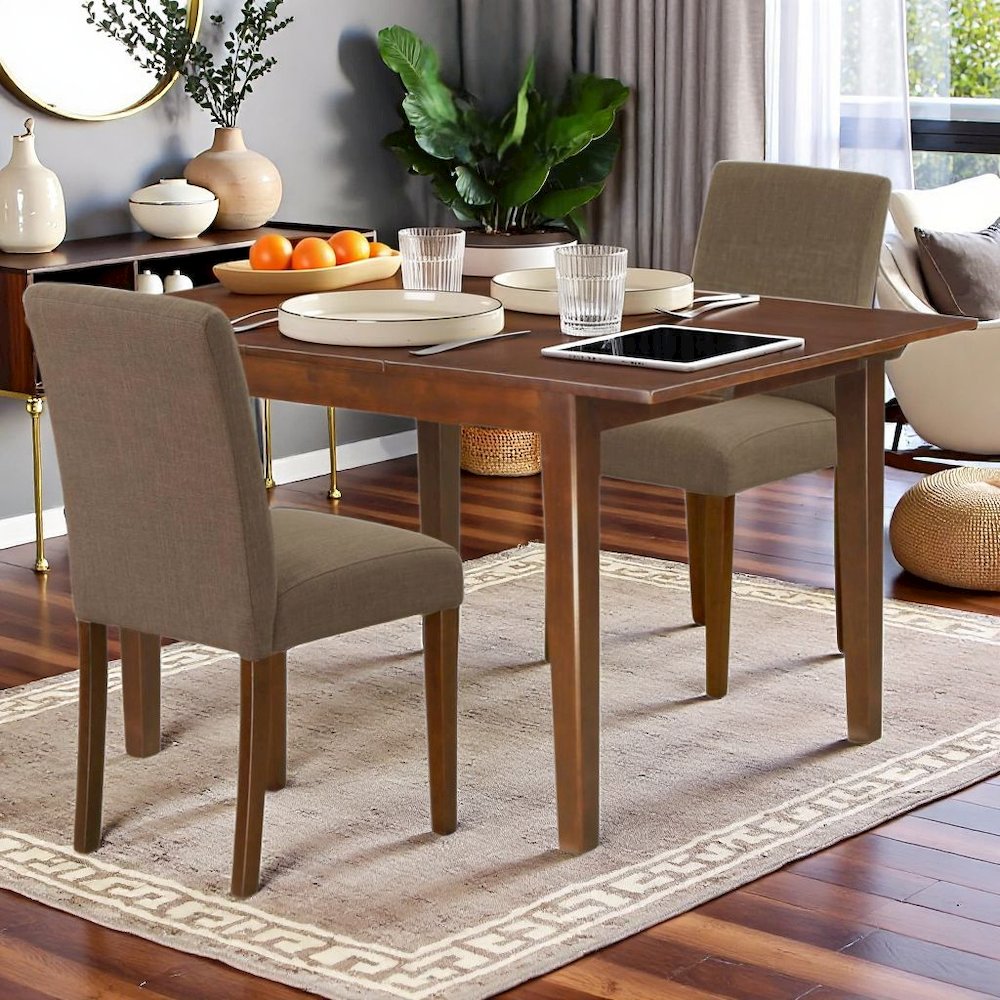 Solid Wood Drop Leaf Dining Table and Chairs for Small Spaces, Brown. Picture 3