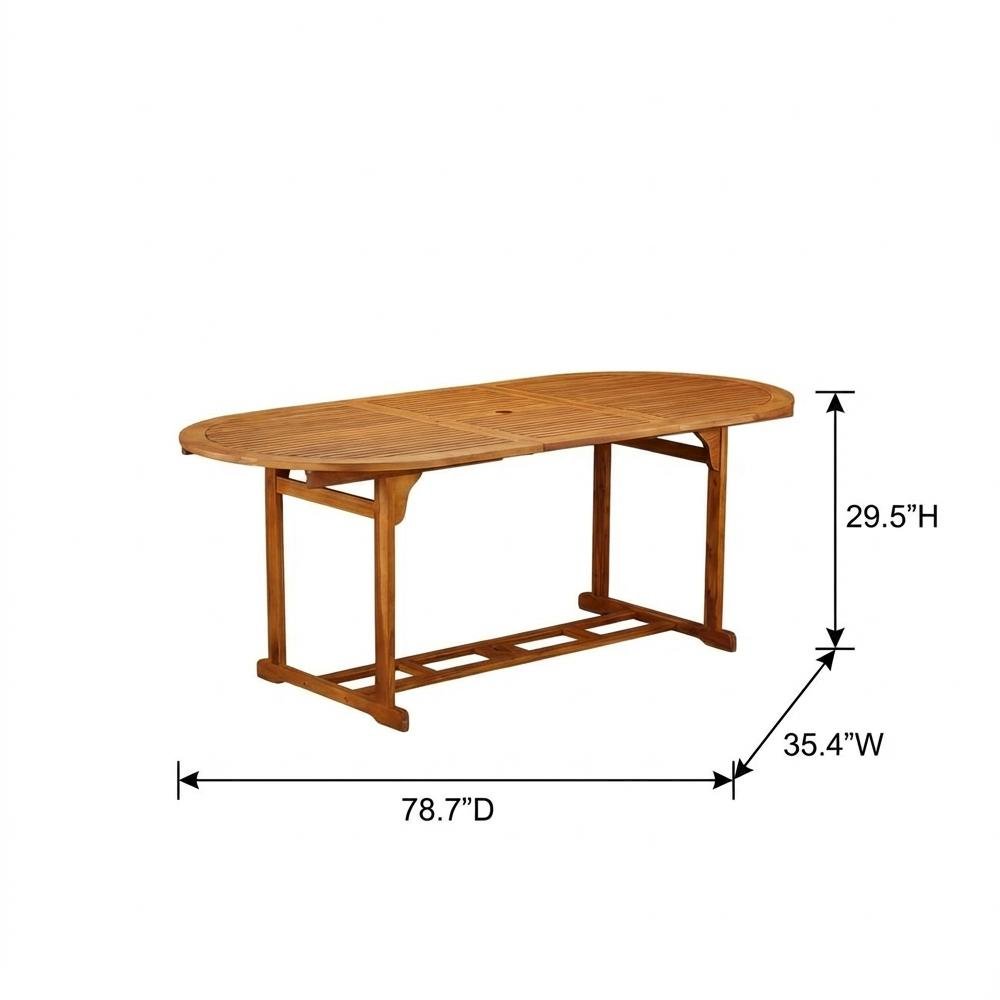 Oil-Finish Wooden Patio Set with Dining Table and 8 Outdoor Chairs. Picture 6