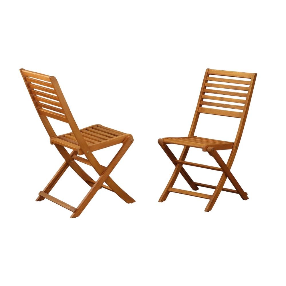 Neutral Oil Foldable Outdoor Dining Chairs with Acacia Wood Set of 2. Picture 1