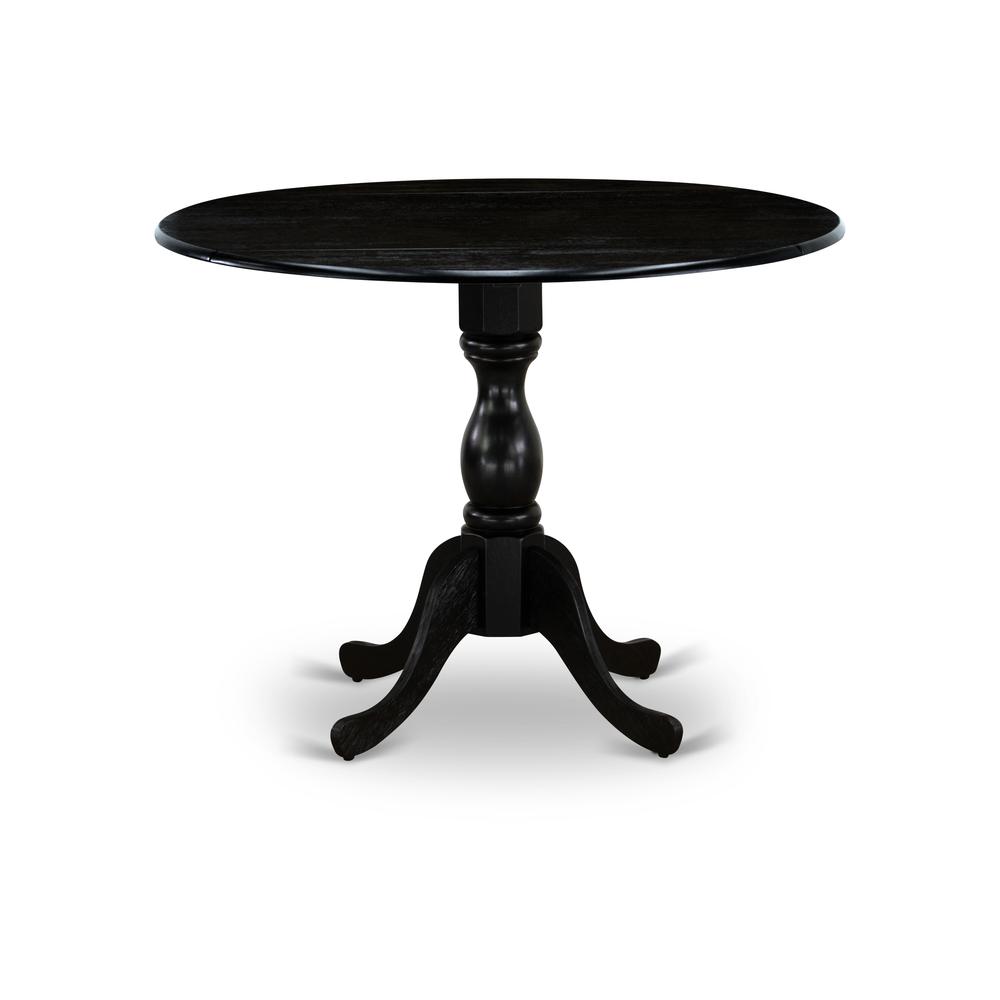 East West Furniture - DMVA5-BLK-C - 5-Piece Kitchen Dining Room Set- 4 Wood Chair with Linen Fabric Seat and Slatted Chair Back - Drop Leaves Kitchen Dining Table - Black Finish. Picture 2