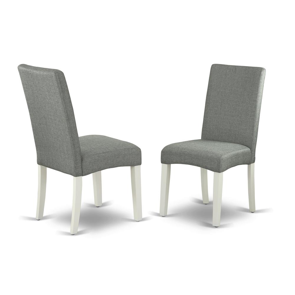 East West Furniture V096DR207-5 5-Pc Modern Dining Set - 4 Kitchen Chairs and 1 Modern Rectangular Cement Dining Room Table with High Chair Back - Linen White Finish. Picture 3
