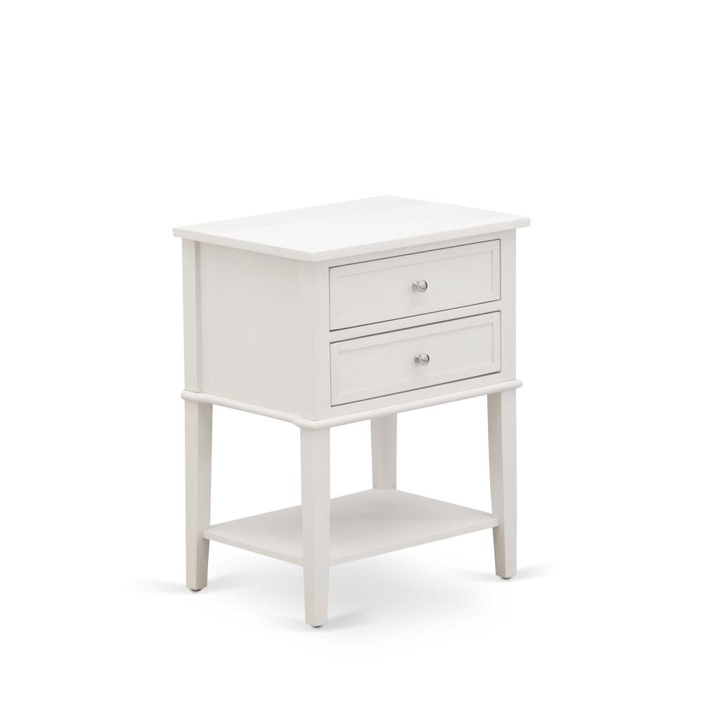 NL19K-1VL0C 2 Pc Bed Set - 1 Bed White Velvet Fabric Headboard and 1 Night Stand - Wire Brushed Butter Cream Finish Nightstand. Picture 8