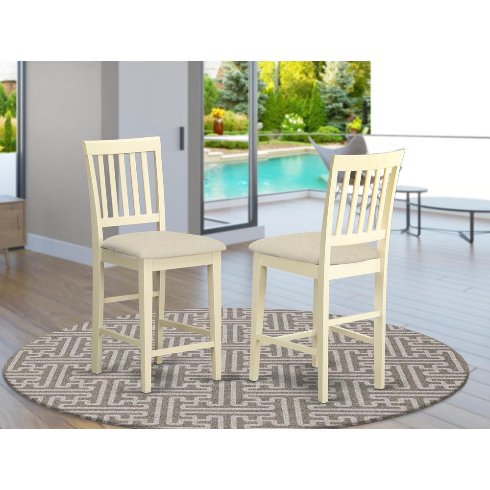Vernon  Counter  Height  Stools  with  Cushion  Seat  -  Buttermilk  &  Cherry  Finish.,  Set  of  2. Picture 2