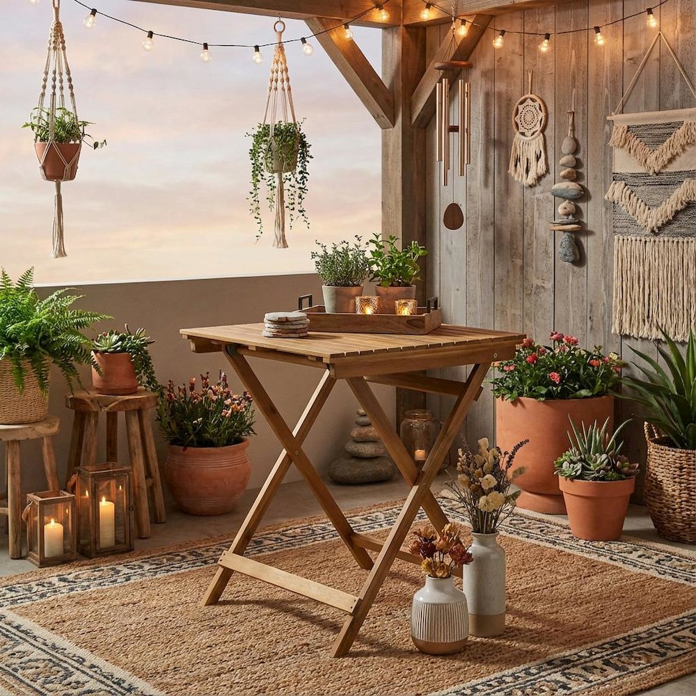 3-Piece Outdoor Dining Set Wood-Tone Oil Finish - Table with 2 Folding Chairs. Picture 3