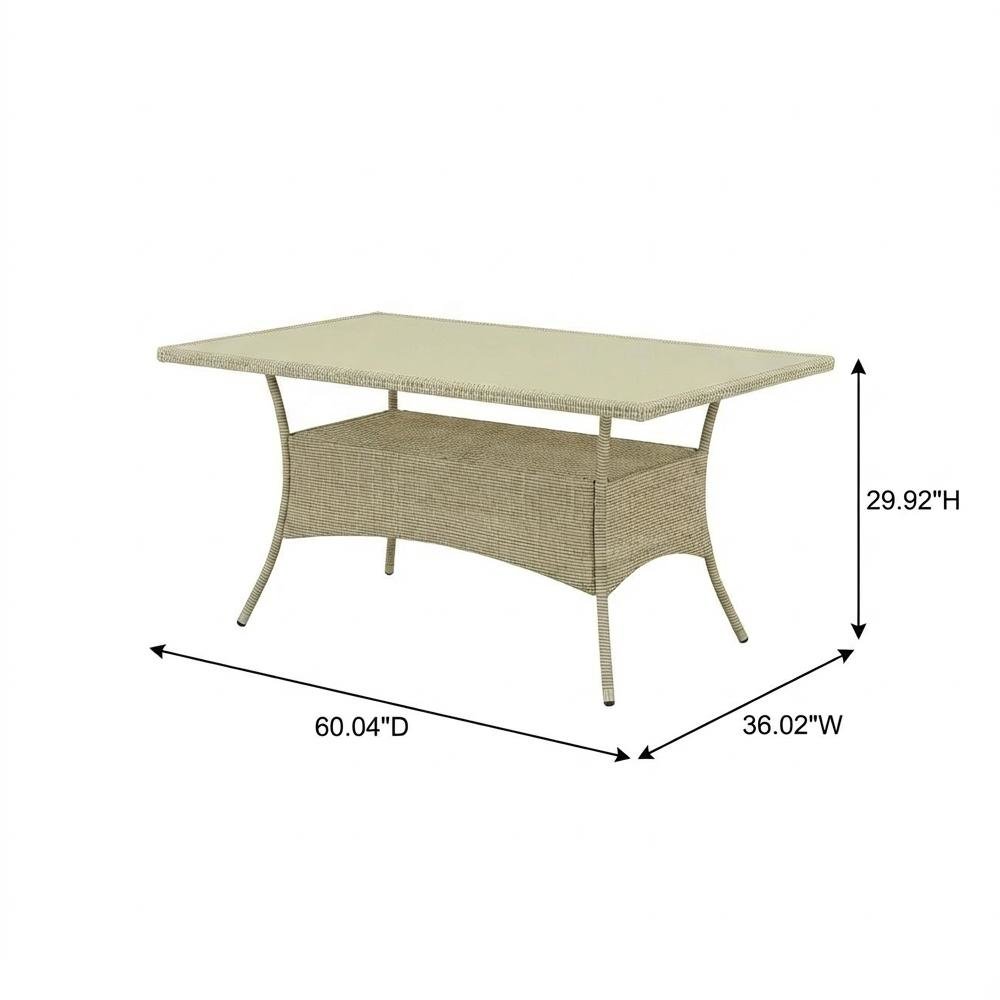 Linen Wicker Patio Set with Dining Table and 4 Outdoor Chairs. Picture 6