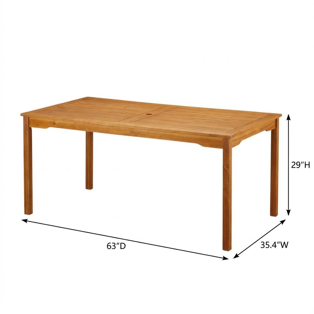 Wooden Patio Set Oil-Finish Dining Table with Outdoor 6 Chairs. Picture 6