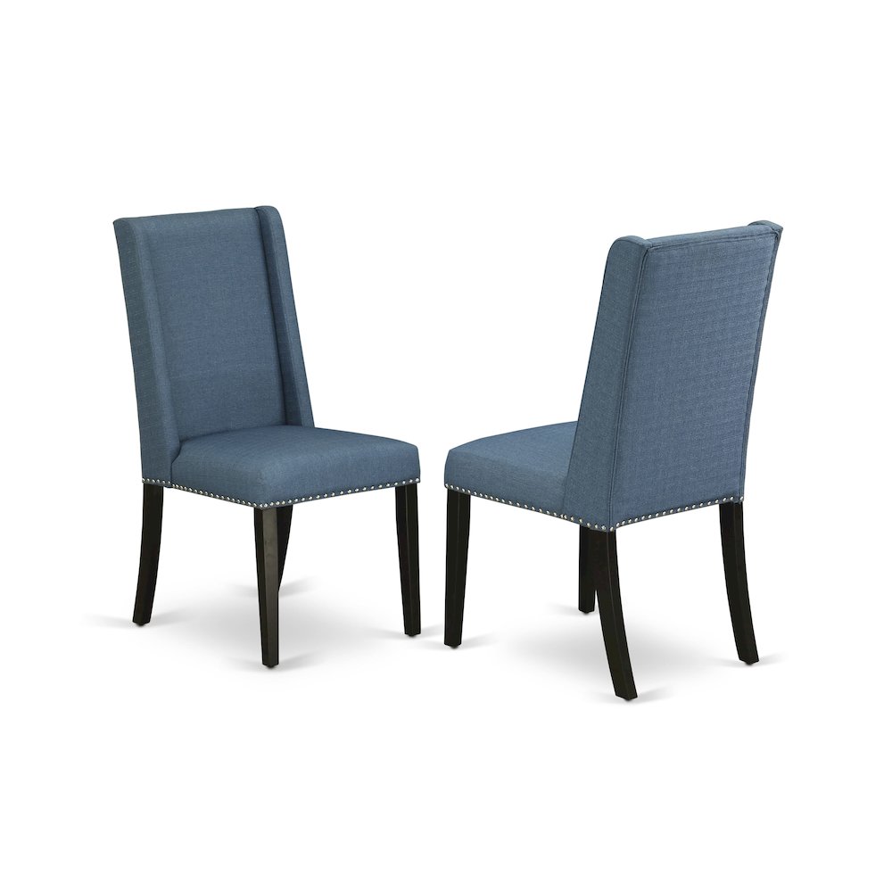 5 piece kitchen dining set of a dining table and 4 Linen Fabric dining chairs. Picture 3