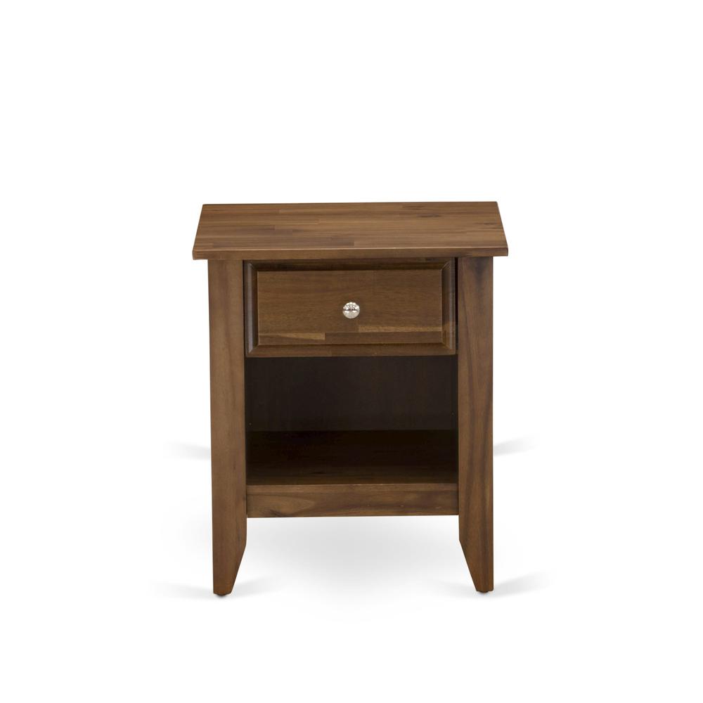GB28K-2GA08 3-Pc Granbury Wooden Set for Bedroom with Frame and 2 Antique Walnut Nightstands - Brown Faux Leather and Black Legs. Picture 6