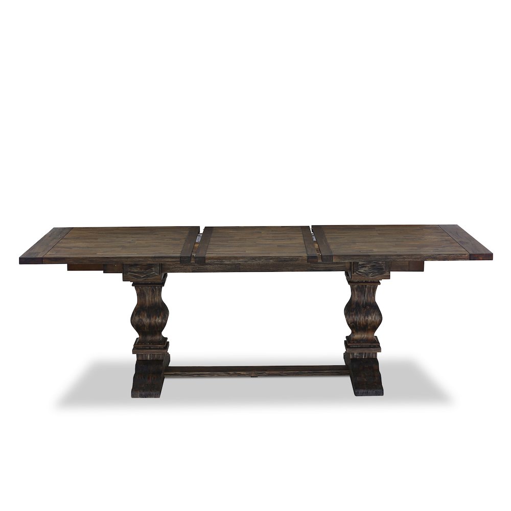 7-piece dining table set with Chair’s Legs and Brown Linen Fabric. Picture 4