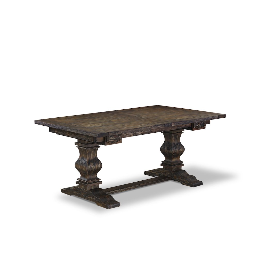 7-piece dining table set with Chair’s Legs and Brown Linen Fabric. Picture 8