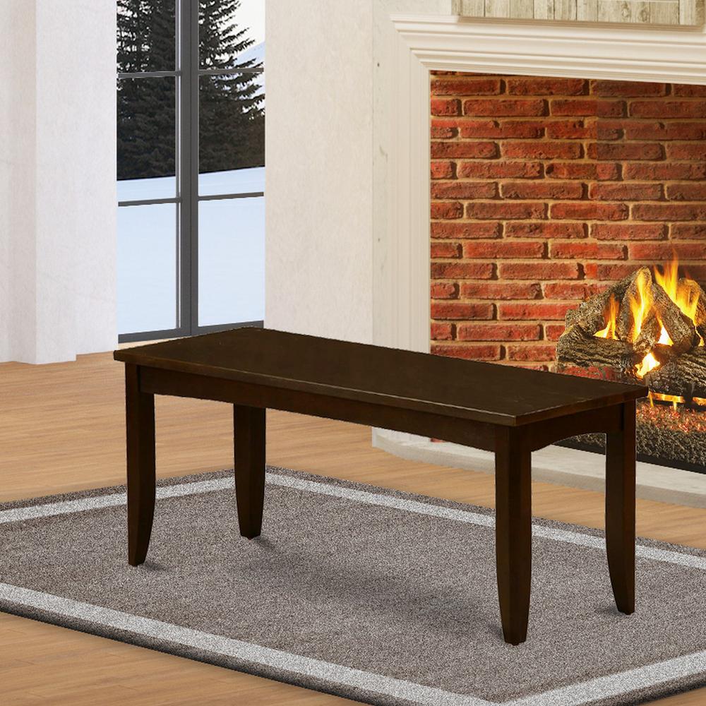 Parfait  Dining  Bench  with  Wood  Seat  in  Cappuccino  Finish.. Picture 2