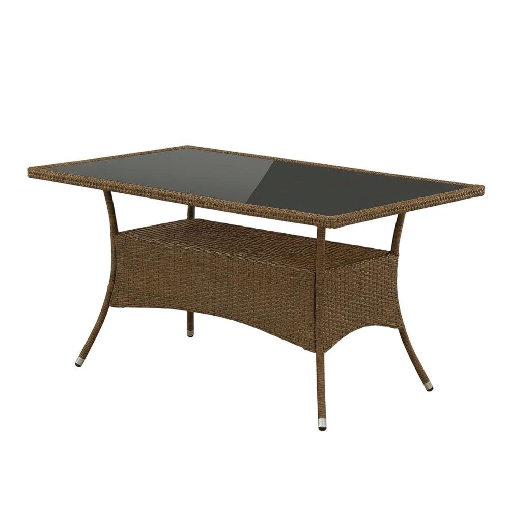 Brown Wicker Patio Bistro Table with Durable Frame and Weatherproof Design. Picture 1