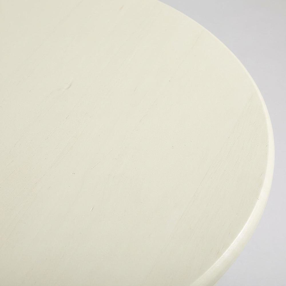 Wood Round Kitchen Table & Chairs 3-Piece, Pedestal Base, Linen White. Picture 5