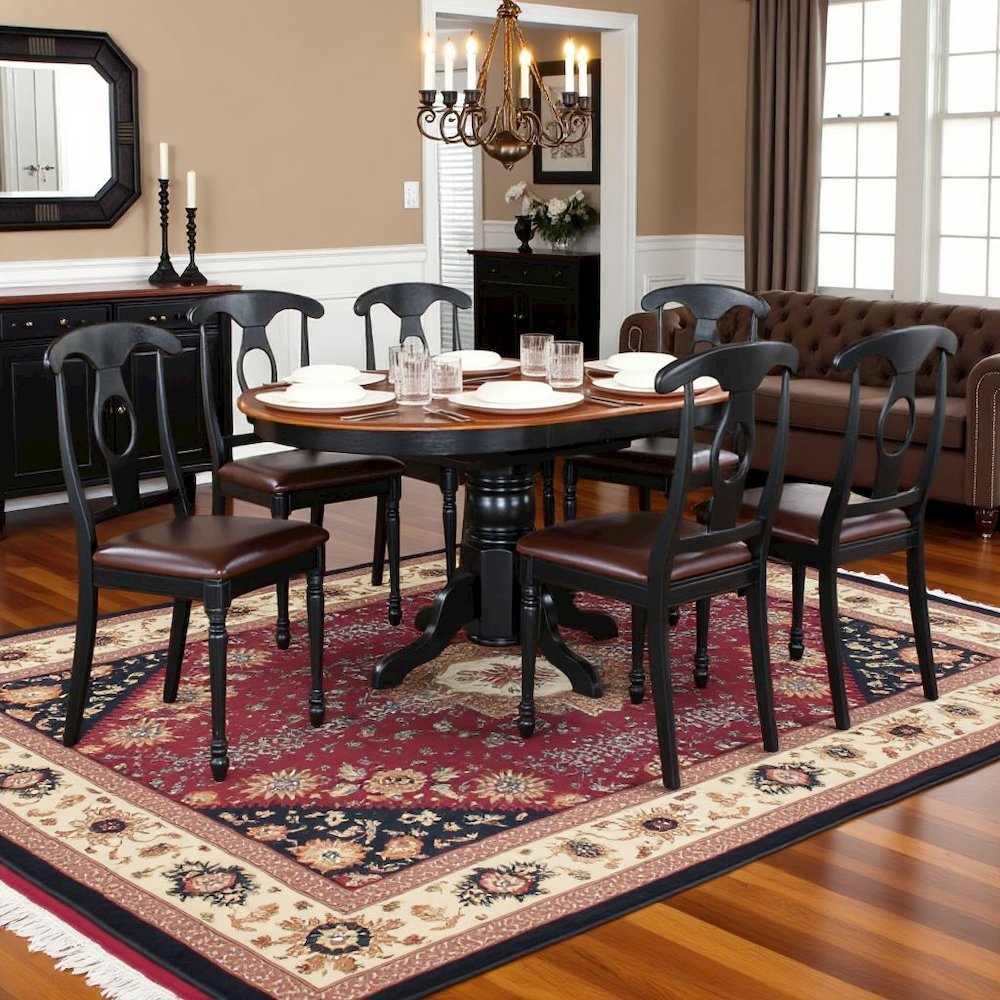 Black Oval Kitchen Table and Chairs, 7 Pc Dining Table Set for 6. Picture 8