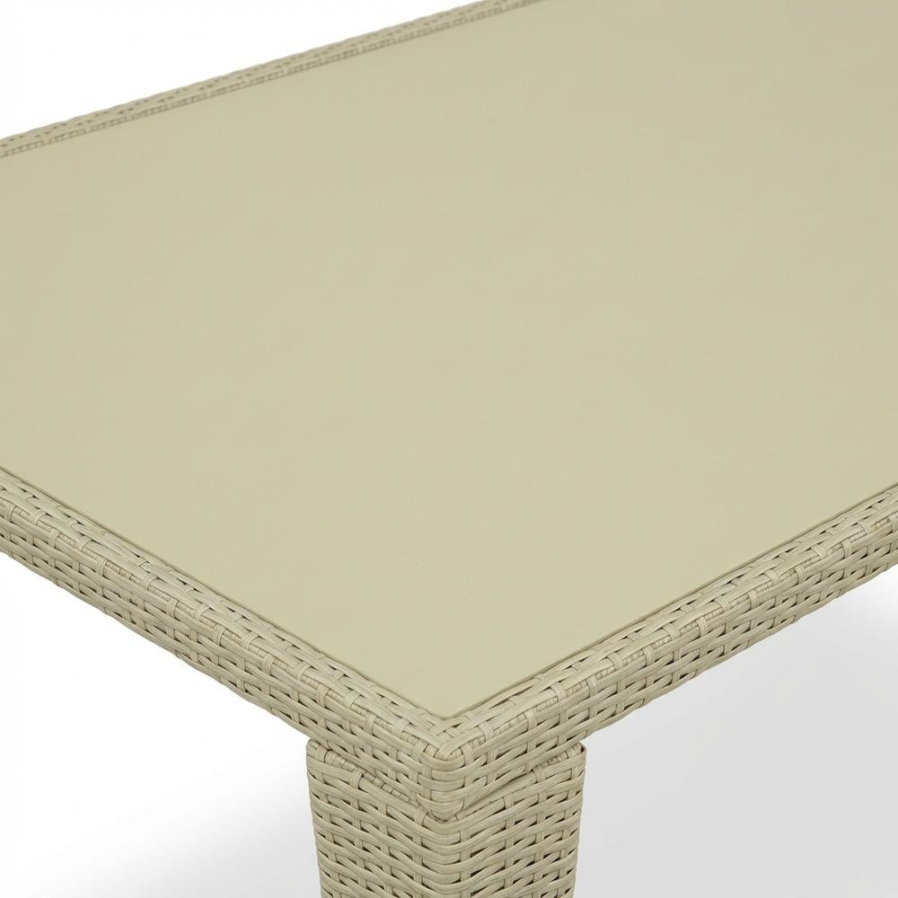 Neutral Linen Wicker Patio Set with Dining Table and 4 Outdoor Chairs. Picture 4