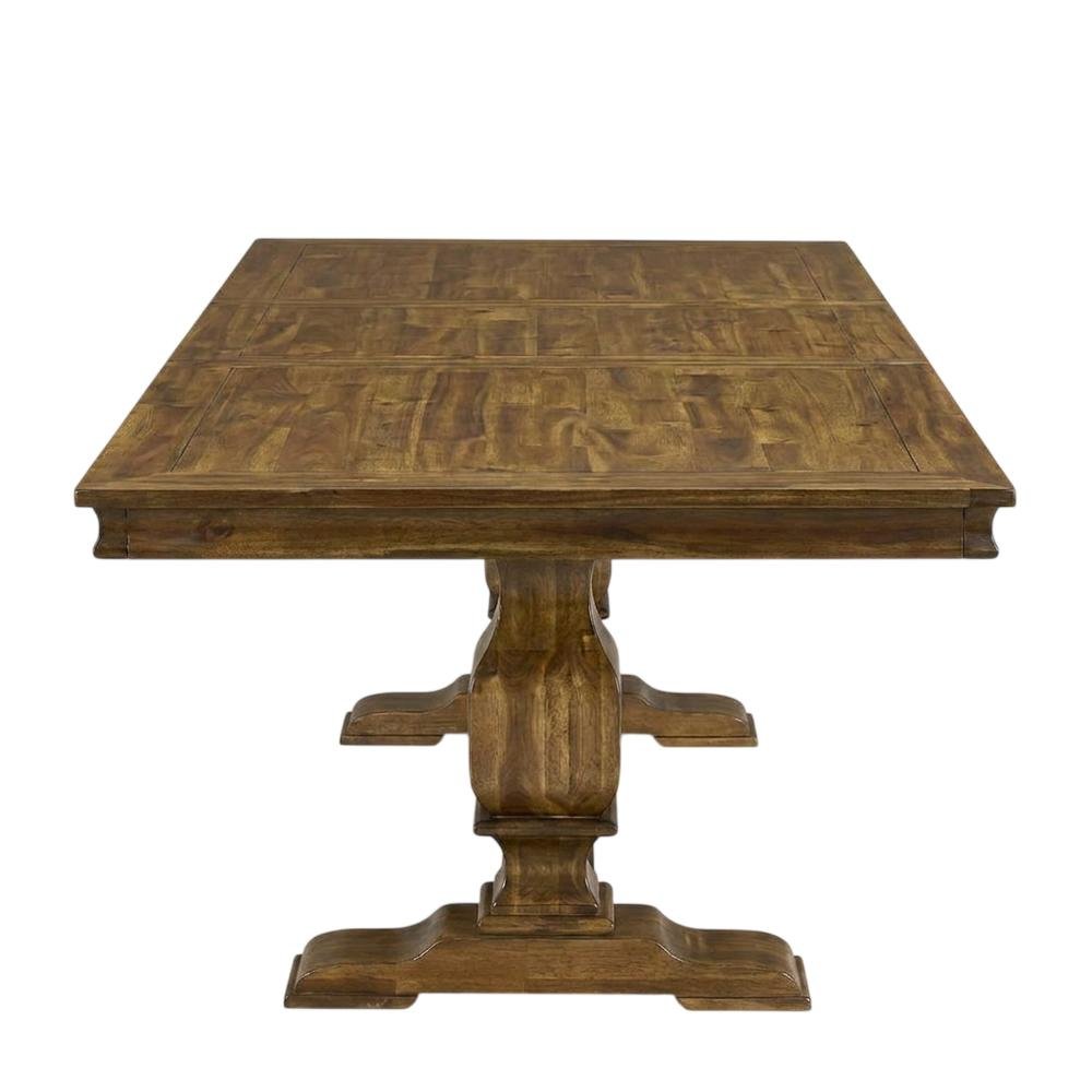 Solid Wood Rectangular Dining Table & Button-Tufted Chairs 9-Piece, Light Beige. Picture 4