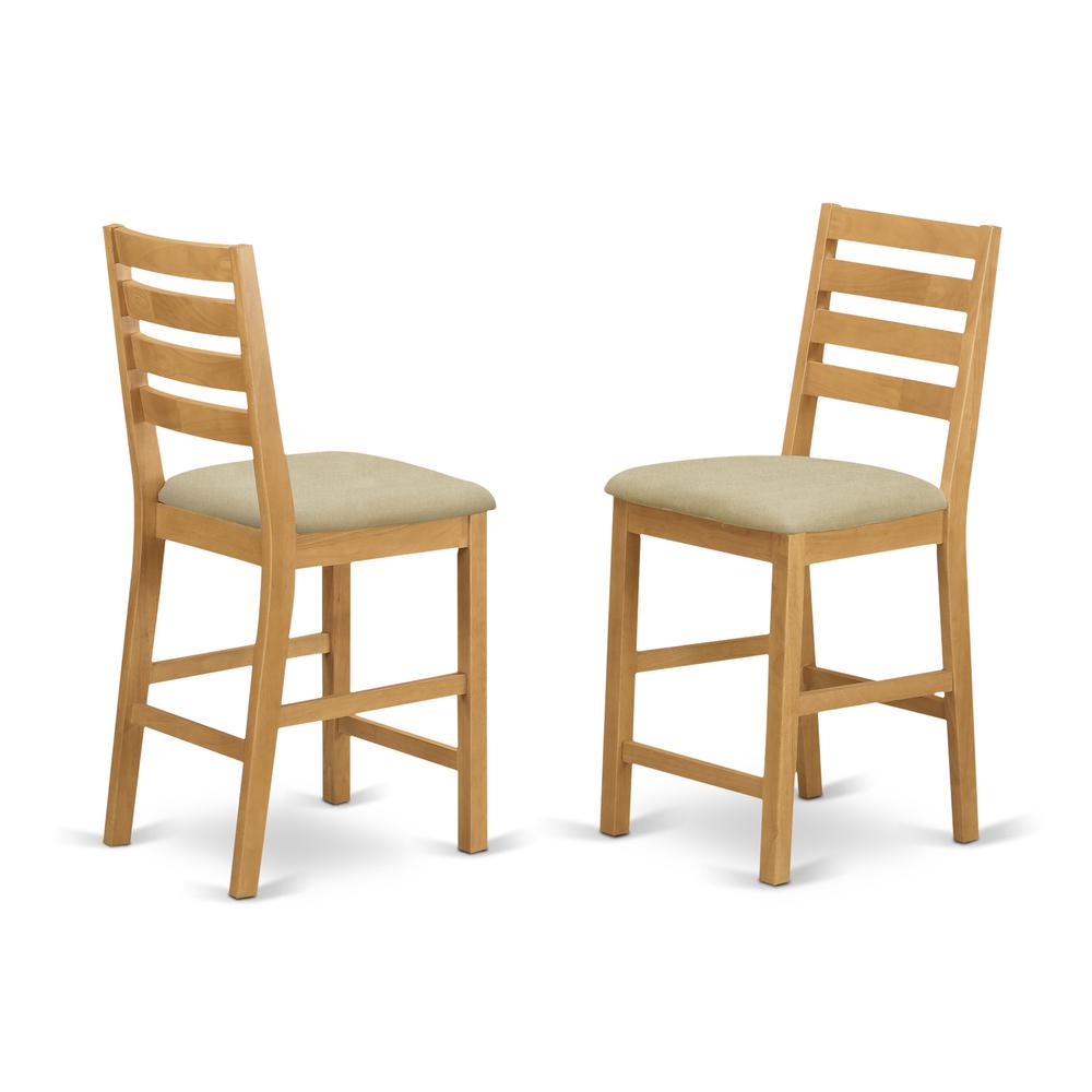 Café  Pub  Counter  Height  with  cushion  Seat  -  Natural  Oak  Finish,  Set  of  2. Picture 1