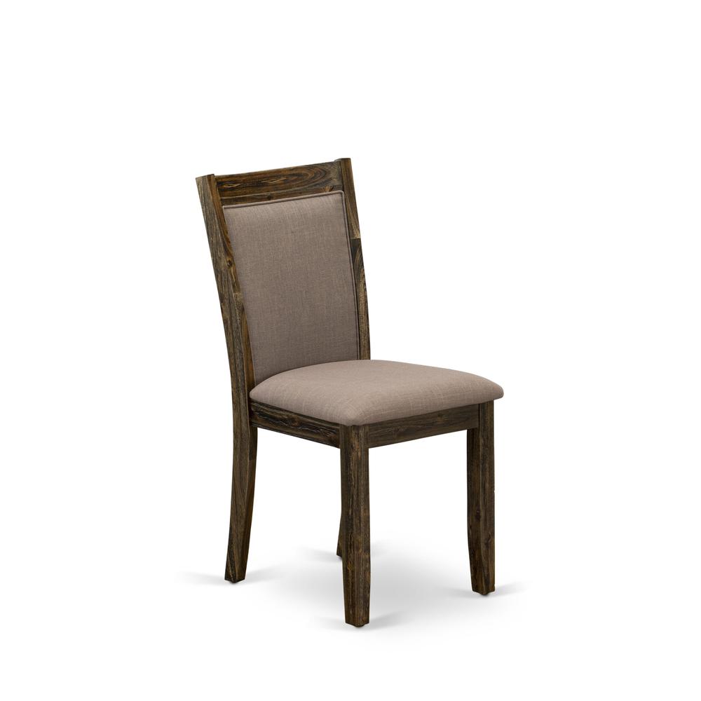 X727MZ748-6 6 Piece Dining Set- A Dinning Table in Trestle Base with Bench and 4 Coffee Dinner Chairs - Distressed Jacobean Finish. Picture 8