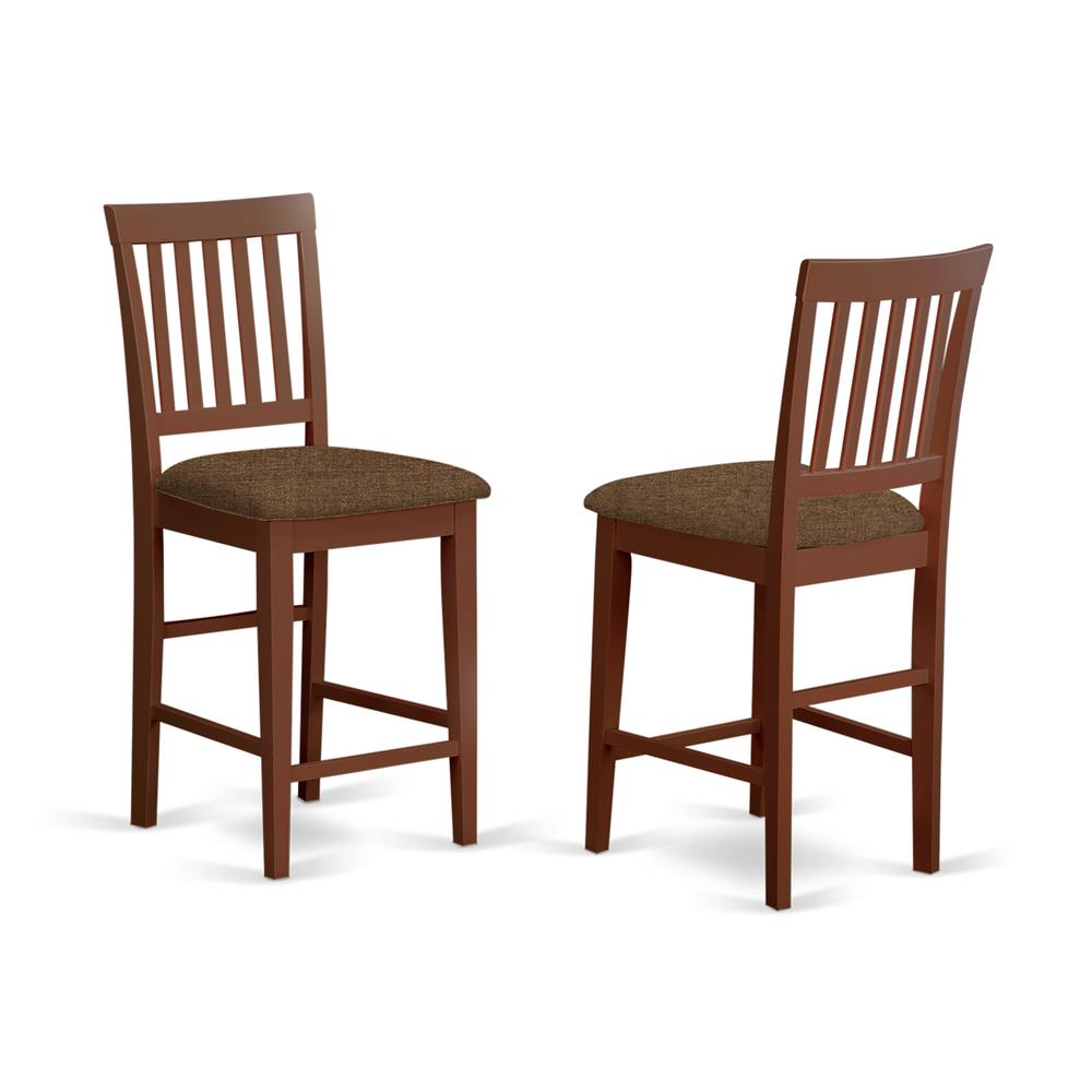 Vernon  Counter  Stools  with  Cushion  Seat  -  Mahogany  Finish,  Set  of  2. Picture 1
