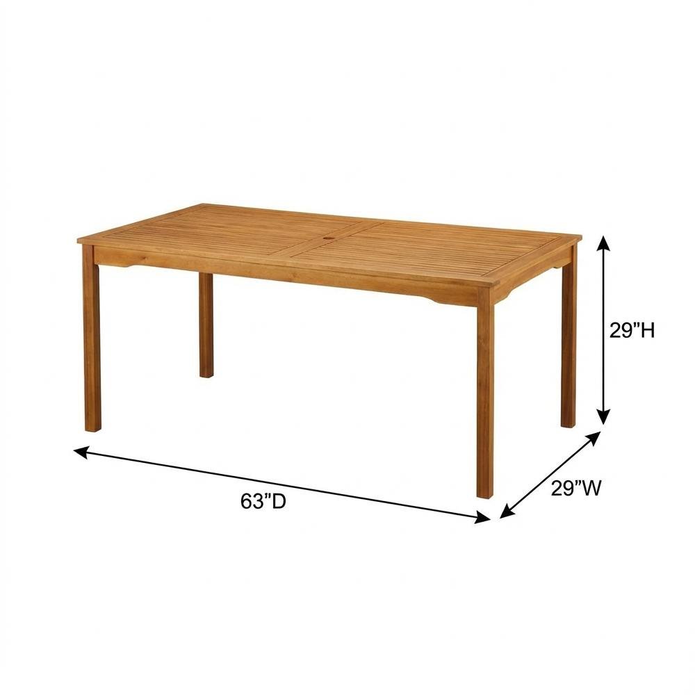 Wooden Patio Set Oil-Finish Dining Table with Wooden Outdoor Chairs. Picture 6
