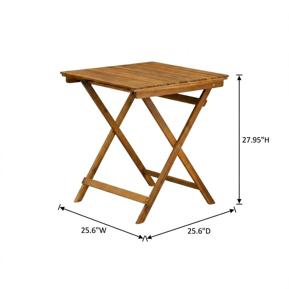 Oil-Finish 3-Piece Outdoor Patio Set with Wooden Folding Table and 2 Chairs. Picture 6