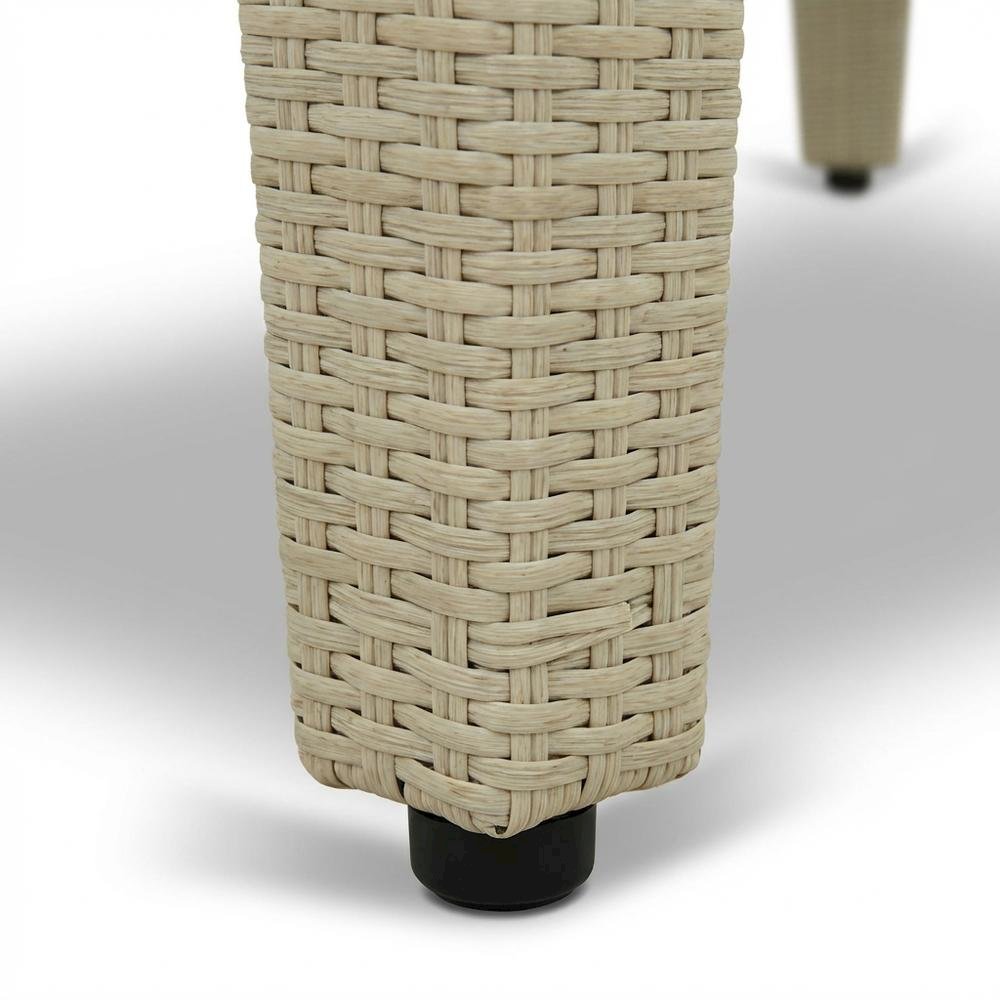 Neutral Linen Wicker Patio Set with Dining Table and 4 Outdoor Chairs. Picture 5