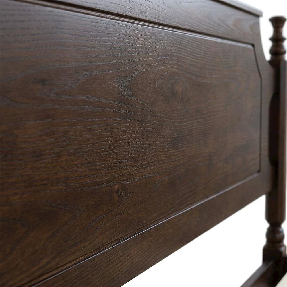 King Solid Wood Platform Bed with Headboard, Traditional, Dark Roast Oak, King. Picture 8