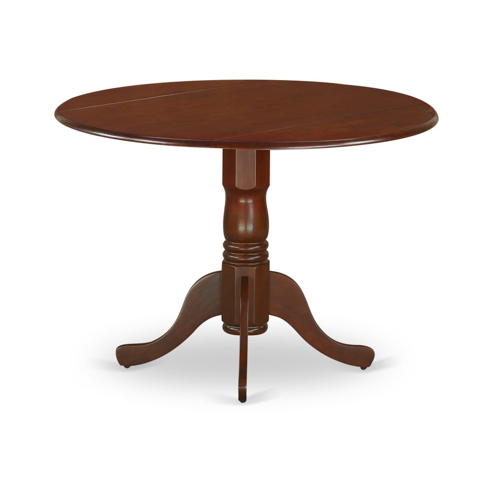 5 Piece Dining Room Set Consists of a Round Solid Wood Table with Dropleaf. Picture 4