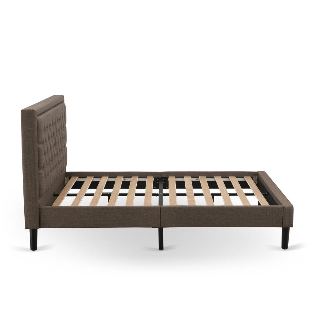 KD18Q-2GA08 3 Pc Queen Bed Set - Queen Bed Frame Brown Headboard with 2 Small Night Stand - Black Finish Legs. Picture 6