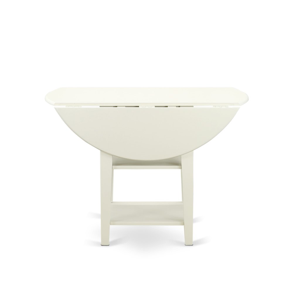 5 Piece Kitchen Set Consists of a Round Dining Table with Dropleaf & Shelves. Picture 7