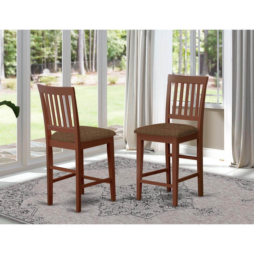 Vernon  Counter  Stools  with  Cushion  Seat  -  Mahogany  Finish,  Set  of  2. Picture 2