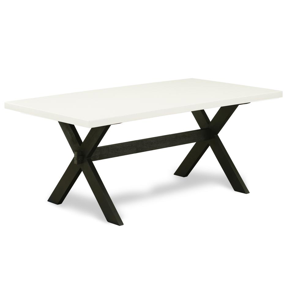 East West Furniture X627EL635-9 - 9-Piece Dining Table Set - 8 Person Dining Chairs and Rectangular Table Solid Wood Frame – High Back Button tufted. Picture 2