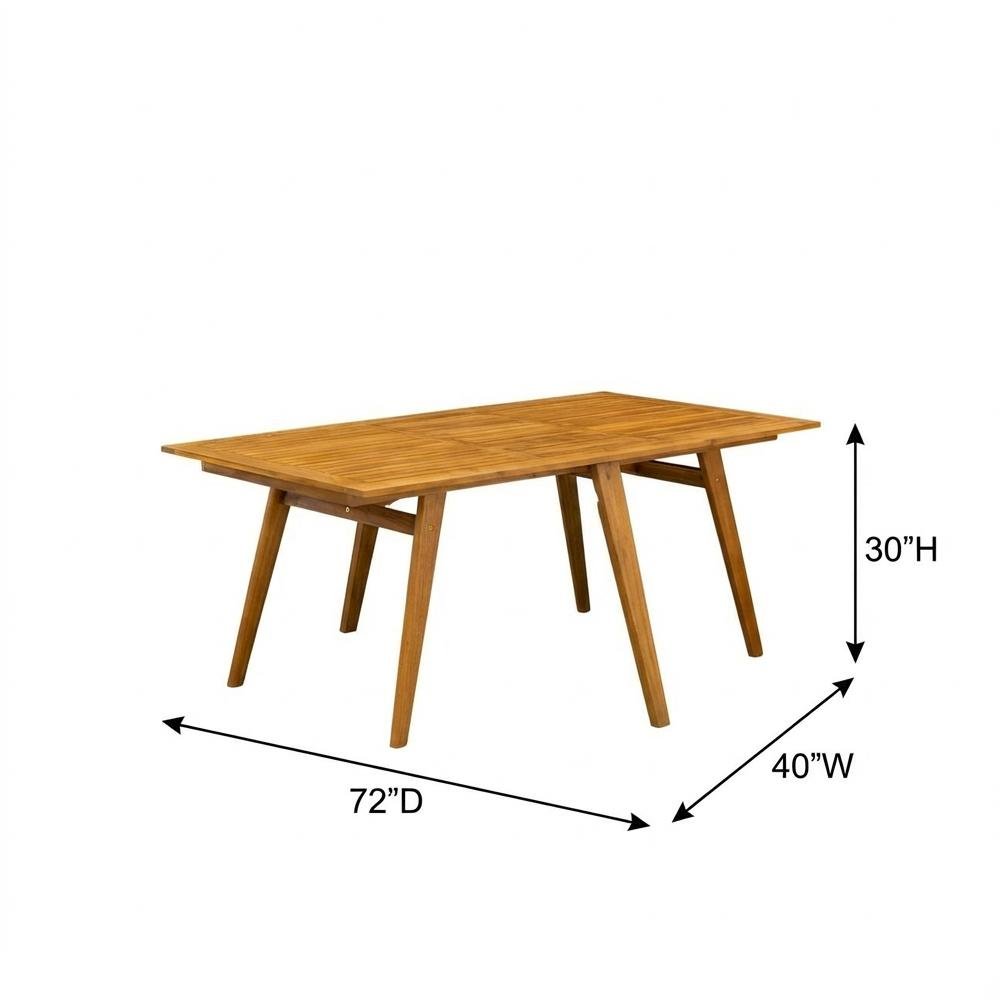 Clear Oil Finish 7-Piece Outdoor Dining Set - Slatted Back Chairs, Coffee Table. Picture 6