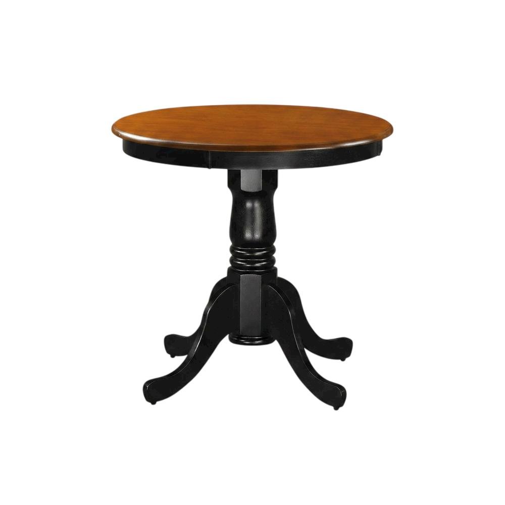 Black Round Pedestal Dining Table, Mid-Century Modern, Seats 2. Picture 1