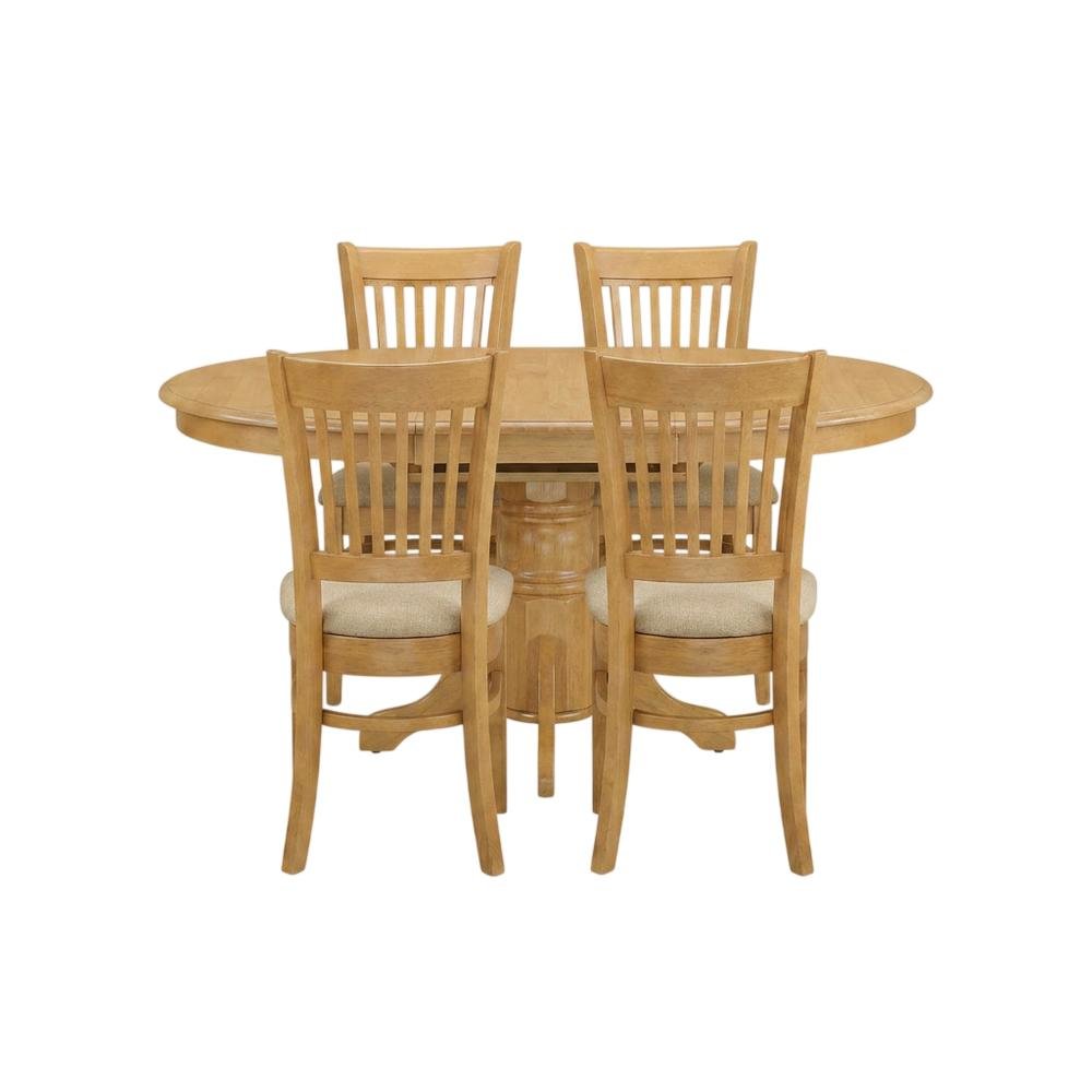 Solid Wood Dining Table & Microfiber Chairs 5-Piece, Butterfly Leaf, Oak. Picture 4