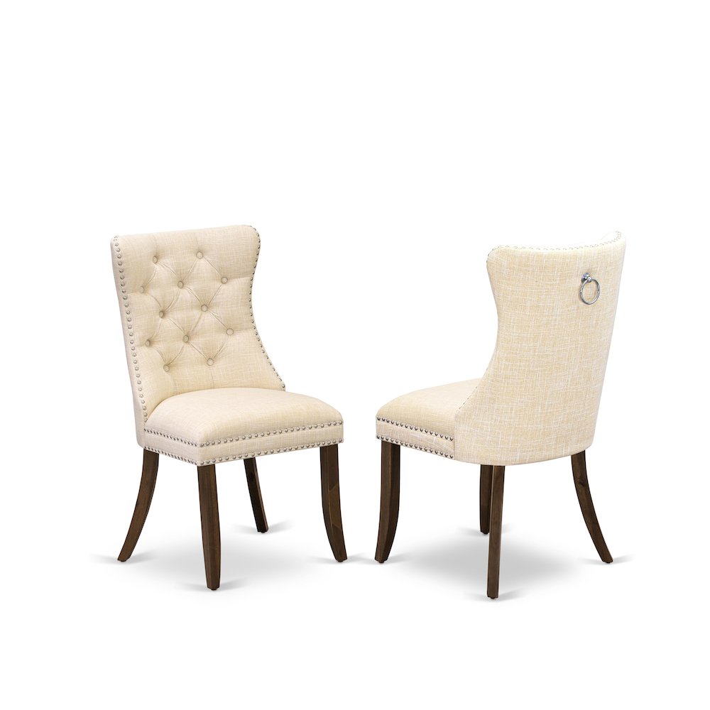 9 Pieces Dining Table Set a Rectangle Table and 8 Linen fabric Dining Chairs. Picture 3