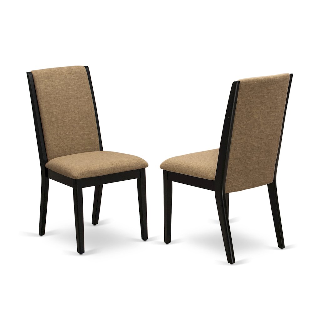 East West Furniture V696LA147-7 7-Piece Amazing Dining Room Table Set an Excellent Cement Color Wood Table Top and 6 Gorgeous Linen Fabric Dining Room Chairs with Stylish Chair Back, Wire Brushed Blac. Picture 3