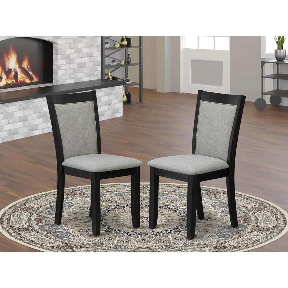 MZC6T06 Mid Century Dining Chairs - Shitake Linen Fabric Seat and High Chair Back - Wire Brushed Black Finish (SET OF 2). Picture 2