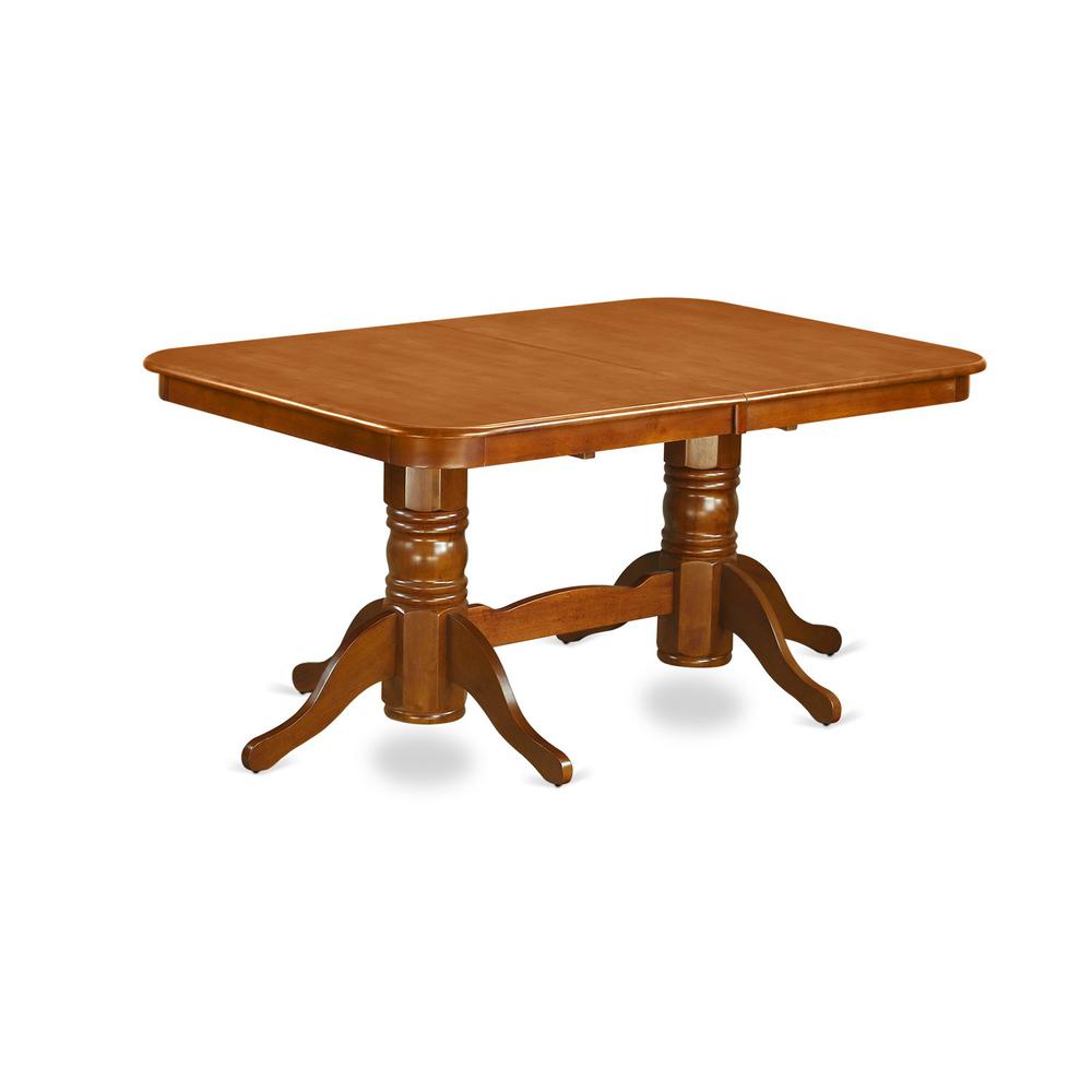 NAPO7-SBR-C 7 PC Dining room set Table with Leaf and 6 Chairs for Dining. Picture 3