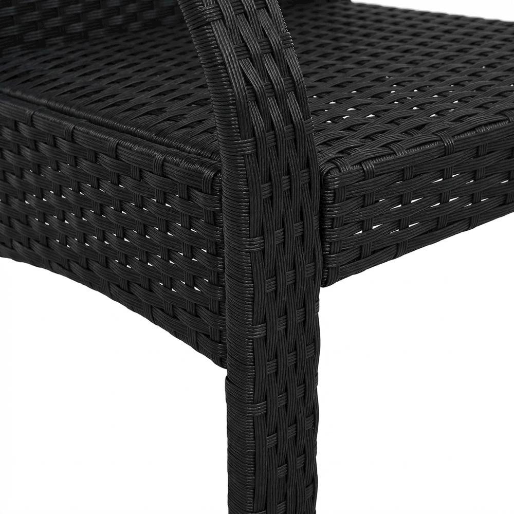 Black Wicker Patio Set with Table and 2 Chairs - Durable Outdoor Seating. Picture 5
