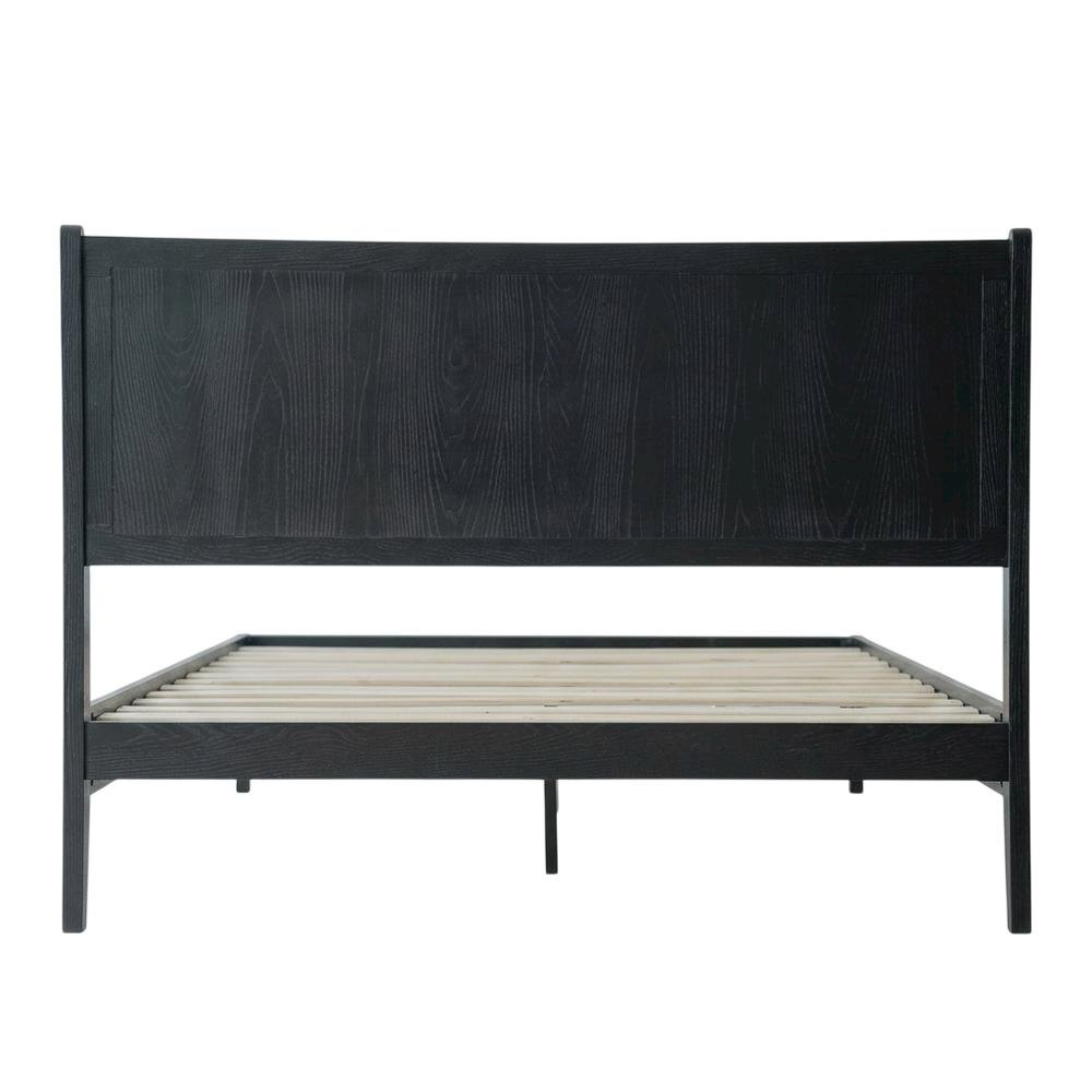 Solid Wood Platform Bed, Headboard & Footboard, No Box Spring, Ebony Oak, Queen. Picture 5