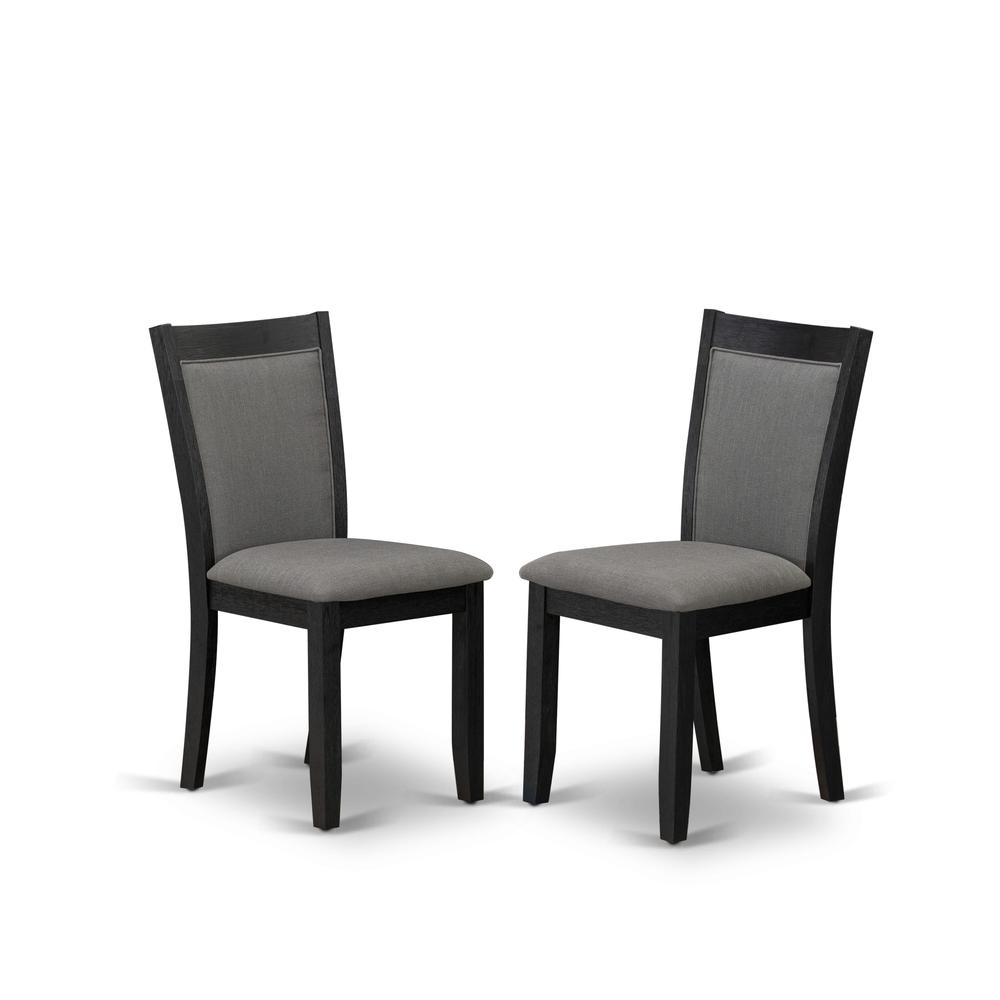 MZC6T50 Modern Dining Chairs - Dark Gotham Grey Linen Fabric Seat and High Chair Back - Wire Brushed Black Finish (SET OF 2). Picture 1