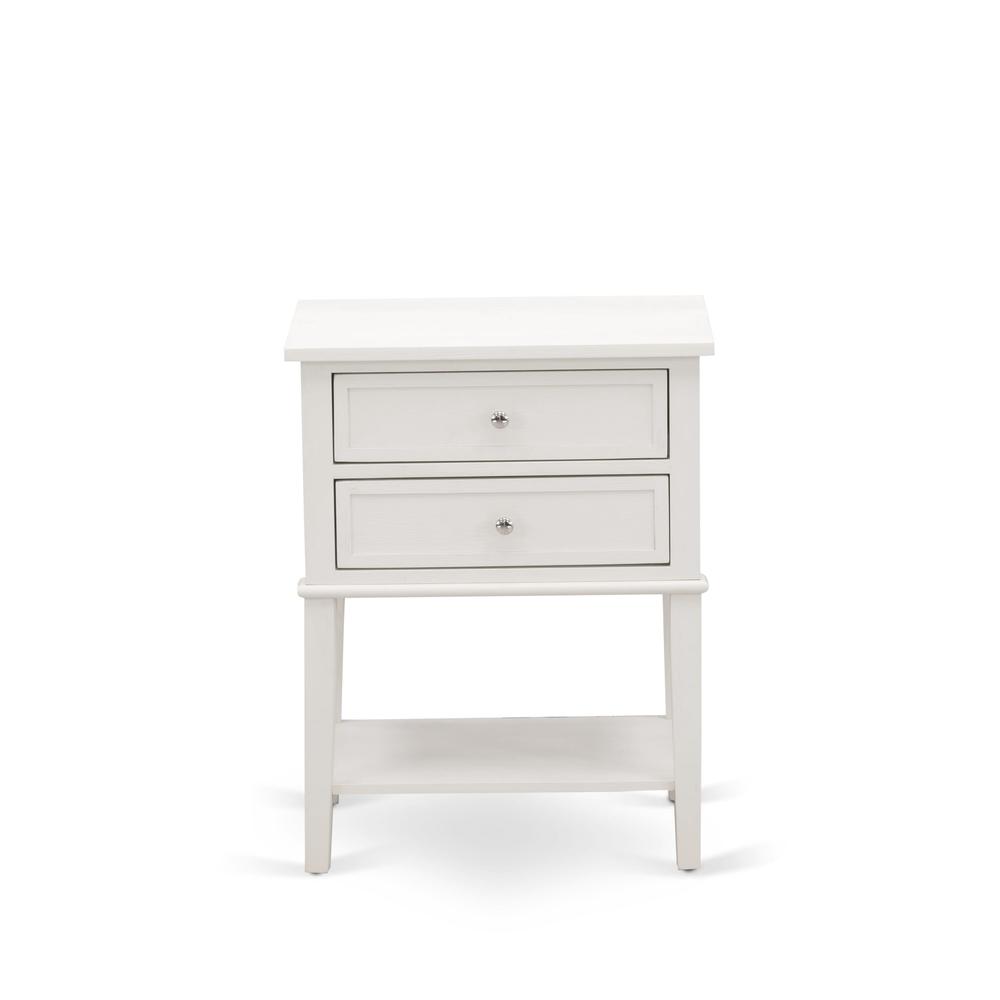 NL19K-1VL0C 2 Pc Bed Set - 1 Bed White Velvet Fabric Headboard and 1 Night Stand - Wire Brushed Butter Cream Finish Nightstand. Picture 7