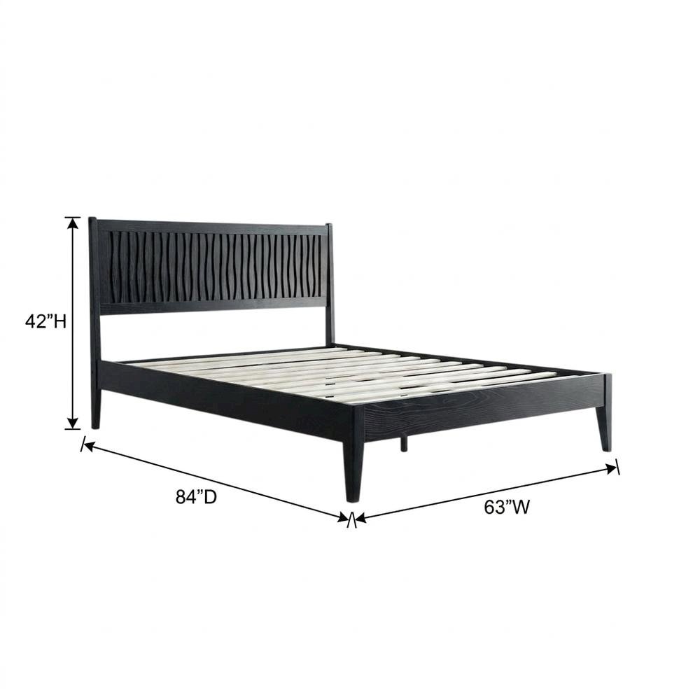 Solid Wood Platform Bed, Headboard & Footboard, No Box Spring, Ebony Oak, Queen. Picture 6