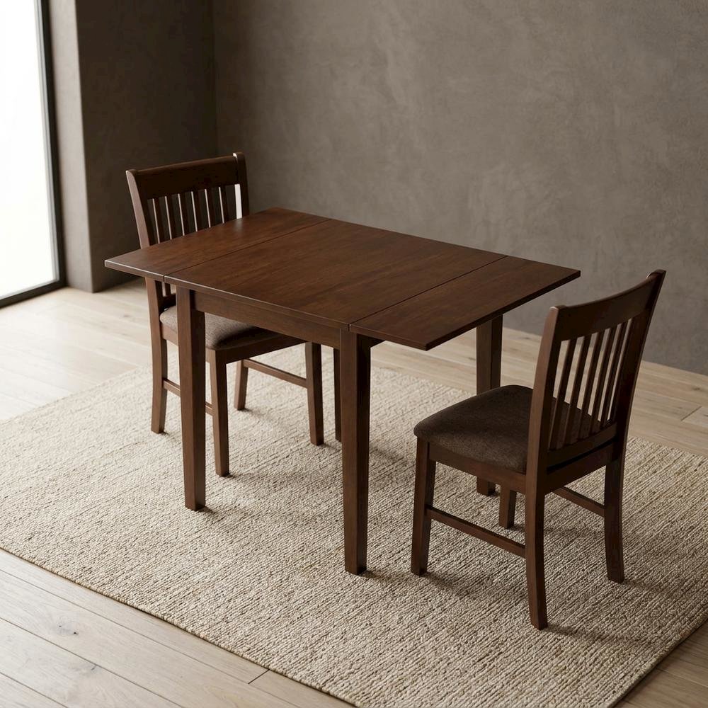 Wood Drop-Leaf Dining Table & Chairs 3-Piece Dining Set, Mahogany. Picture 2
